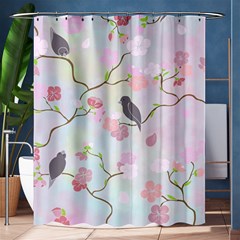 Birds Blossom Seamless Pattern Shower Curtain 60  X 72  (medium) 