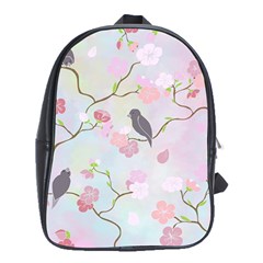 Birds Blossom Seamless Pattern School Bag (xl)