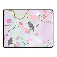 Birds Blossom Seamless Pattern Two Sides Fleece Blanket (small)