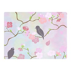 Birds Blossom Seamless Pattern Two Sides Premium Plush Fleece Blanket (mini) by Jancukart