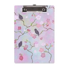 Birds Blossom Seamless Pattern A5 Acrylic Clipboard