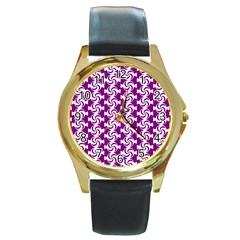 Candy Illustration Pattern Round Gold Metal Watch