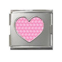 Pink Gerbera Daisy Vector Tile Pattern Mega Link Heart Italian Charm (18mm) by GardenOfOphir