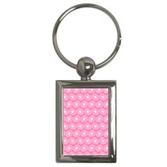 Pink Gerbera Daisy Vector Tile Pattern Key Chain (rectangle) by GardenOfOphir