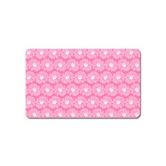 Pink Gerbera Daisy Vector Tile Pattern Magnet (name Card) by GardenOfOphir