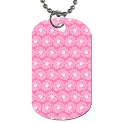 Pink Gerbera Daisy Vector Tile Pattern Dog Tag (two Sides) by GardenOfOphir