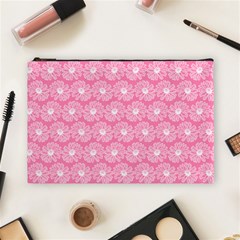 Pink Gerbera Daisy Vector Tile Pattern Cosmetic Bag (large) by GardenOfOphir