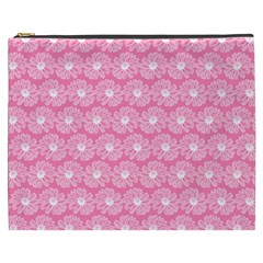 Pink Gerbera Daisy Vector Tile Pattern Cosmetic Bag (xxxl) by GardenOfOphir