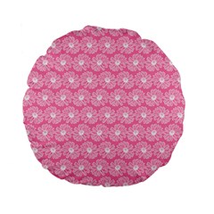 Pink Gerbera Daisy Vector Tile Pattern Standard 15  Premium Flano Round Cushions by GardenOfOphir