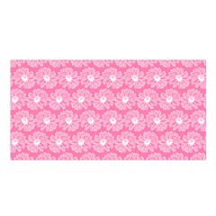 Pink Gerbera Daisy Vector Tile Pattern Satin Shawl 45  X 80  by GardenOfOphir