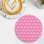 Pink Gerbera Daisy Vector Tile Pattern UV Print Round Tile Coaster Front