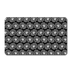 Black And White Gerbera Daisy Vector Tile Pattern Magnet (rectangular) by GardenOfOphir