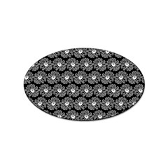 Black And White Gerbera Daisy Vector Tile Pattern Sticker Oval (100 Pack) by GardenOfOphir