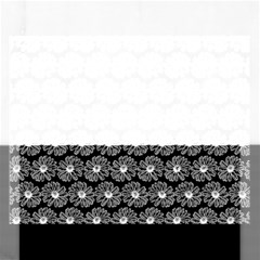 Black And White Gerbera Daisy Vector Tile Pattern Rectangular Jigsaw Puzzl by GardenOfOphir