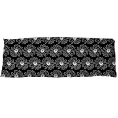 Black And White Gerbera Daisy Vector Tile Pattern Body Pillow Case Dakimakura (two Sides) by GardenOfOphir