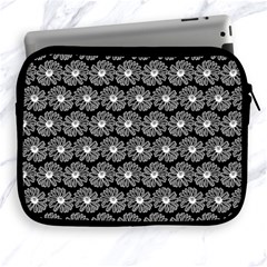 Black And White Gerbera Daisy Vector Tile Pattern Apple Ipad 2/3/4 Zipper Cases by GardenOfOphir