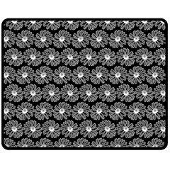 Black And White Gerbera Daisy Vector Tile Pattern Two Sides Fleece Blanket (medium) by GardenOfOphir