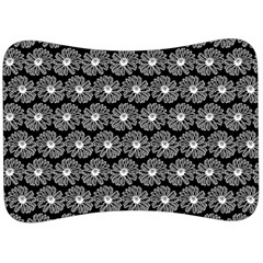 Black And White Gerbera Daisy Vector Tile Pattern Velour Seat Head Rest Cushion by GardenOfOphir