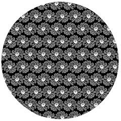 Black And White Gerbera Daisy Vector Tile Pattern Wooden Bottle Opener (round) by GardenOfOphir