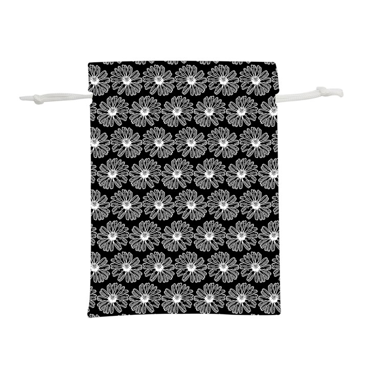 Black And White Gerbera Daisy Vector Tile Pattern Lightweight Drawstring Pouch (M)