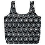 Black And White Gerbera Daisy Vector Tile Pattern Full Print Recycle Bag (XXXL) Front