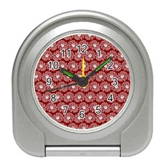 Gerbera Daisy Vector Tile Pattern Travel Alarm Clock by GardenOfOphir