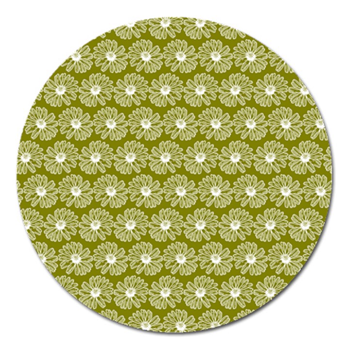 Gerbera Daisy Vector Tile Pattern Magnet 5  (Round)