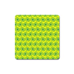 Gerbera Daisy Vector Tile Pattern Square Magnet by GardenOfOphir