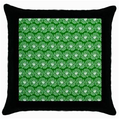 Gerbera Daisy Vector Tile Pattern Throw Pillow Case (black)