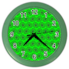 Gerbera Daisy Vector Tile Pattern Color Wall Clock by GardenOfOphir