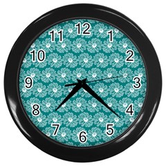 Gerbera Daisy Vector Tile Pattern Wall Clock (black)