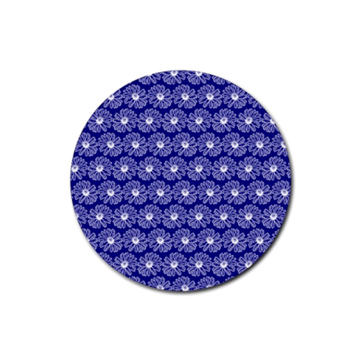 Gerbera Daisy Vector Tile Pattern Rubber Coaster (Round)