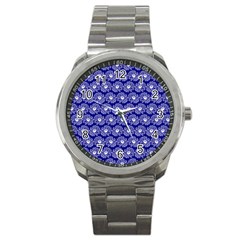 Gerbera Daisy Vector Tile Pattern Sport Metal Watch by GardenOfOphir