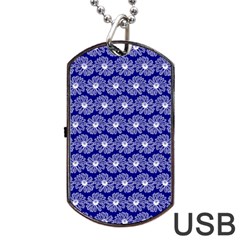 Gerbera Daisy Vector Tile Pattern Dog Tag Usb Flash (one Side) by GardenOfOphir