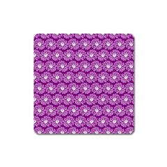 Gerbera Daisy Vector Tile Pattern Square Magnet by GardenOfOphir