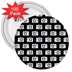 Modern Chic Vector Camera Illustration Pattern 3  Buttons (100 Pack)  by GardenOfOphir