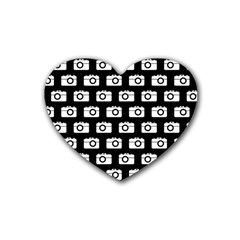 Modern Chic Vector Camera Illustration Pattern Rubber Coaster (heart) by GardenOfOphir