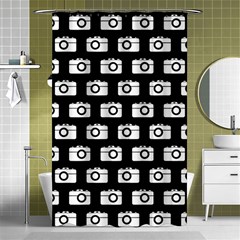 Modern Chic Vector Camera Illustration Pattern Shower Curtain 48  X 72  (small)  by GardenOfOphir