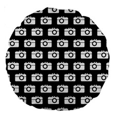 Modern Chic Vector Camera Illustration Pattern Large 18  Premium Round Cushions by GardenOfOphir