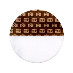 Modern Chic Vector Camera Illustration Pattern Classic Marble Wood Coaster (round) 