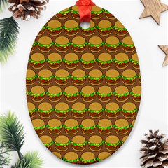 Burger Snadwich Food Tile Pattern Ornament (oval) by GardenOfOphir