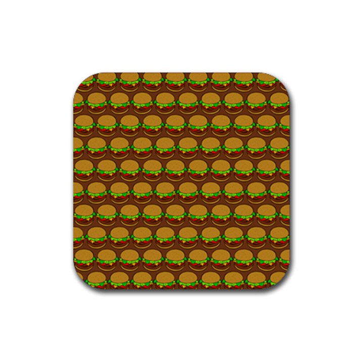 Burger Snadwich Food Tile Pattern Rubber Coaster (Square)