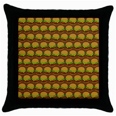 Burger Snadwich Food Tile Pattern Throw Pillow Case (black) by GardenOfOphir