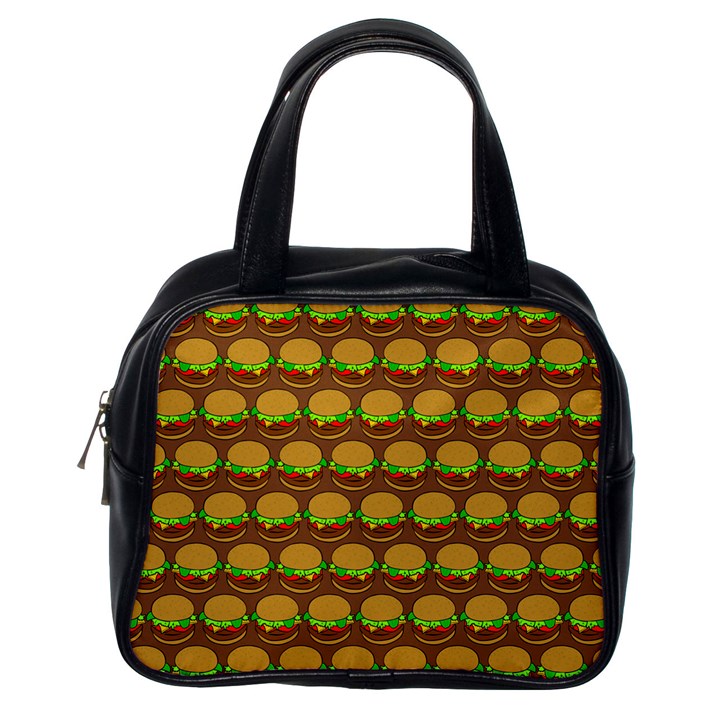 Burger Snadwich Food Tile Pattern Classic Handbag (One Side)