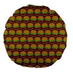 Burger Snadwich Food Tile Pattern Large 18  Premium Round Cushions by GardenOfOphir