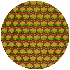 Burger Snadwich Food Tile Pattern Wooden Puzzle Round by GardenOfOphir