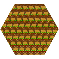 Burger Snadwich Food Tile Pattern Wooden Puzzle Hexagon by GardenOfOphir