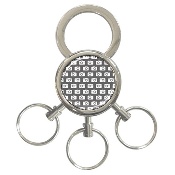 Modern Chic Vector Camera Illustration Pattern 3-Ring Key Chain