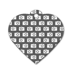 Modern Chic Vector Camera Illustration Pattern Dog Tag Heart (two Sides) by GardenOfOphir