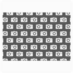 Modern Chic Vector Camera Illustration Pattern Large Glasses Cloth (2 Sides) by GardenOfOphir